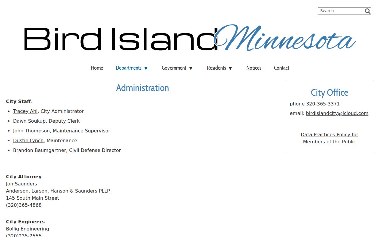 Bird Island court records and city administration access