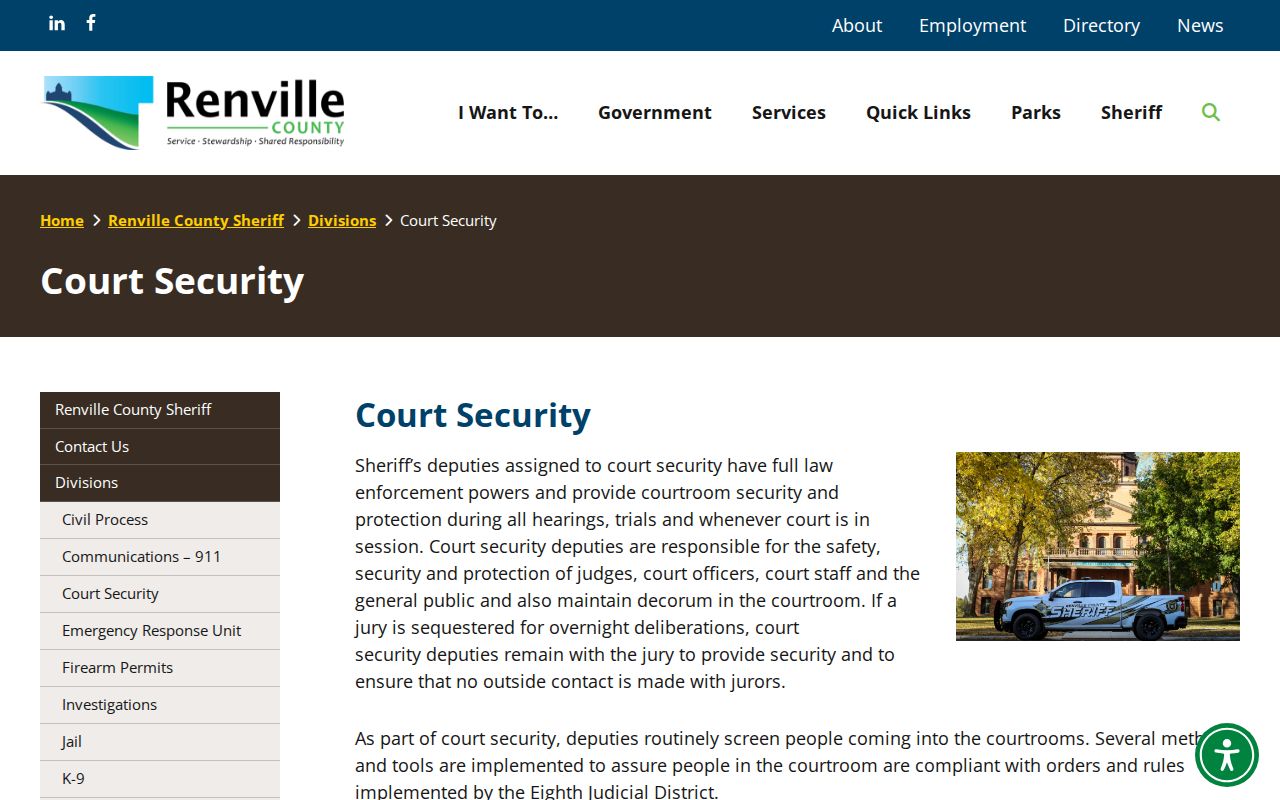 Renville County court security guidance for courthouse visitors