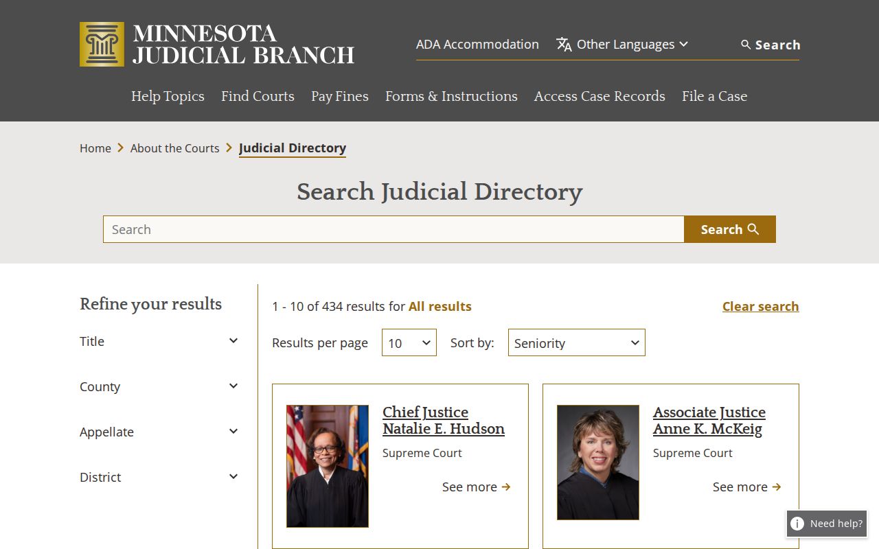 Renville County court docket judicial district directory