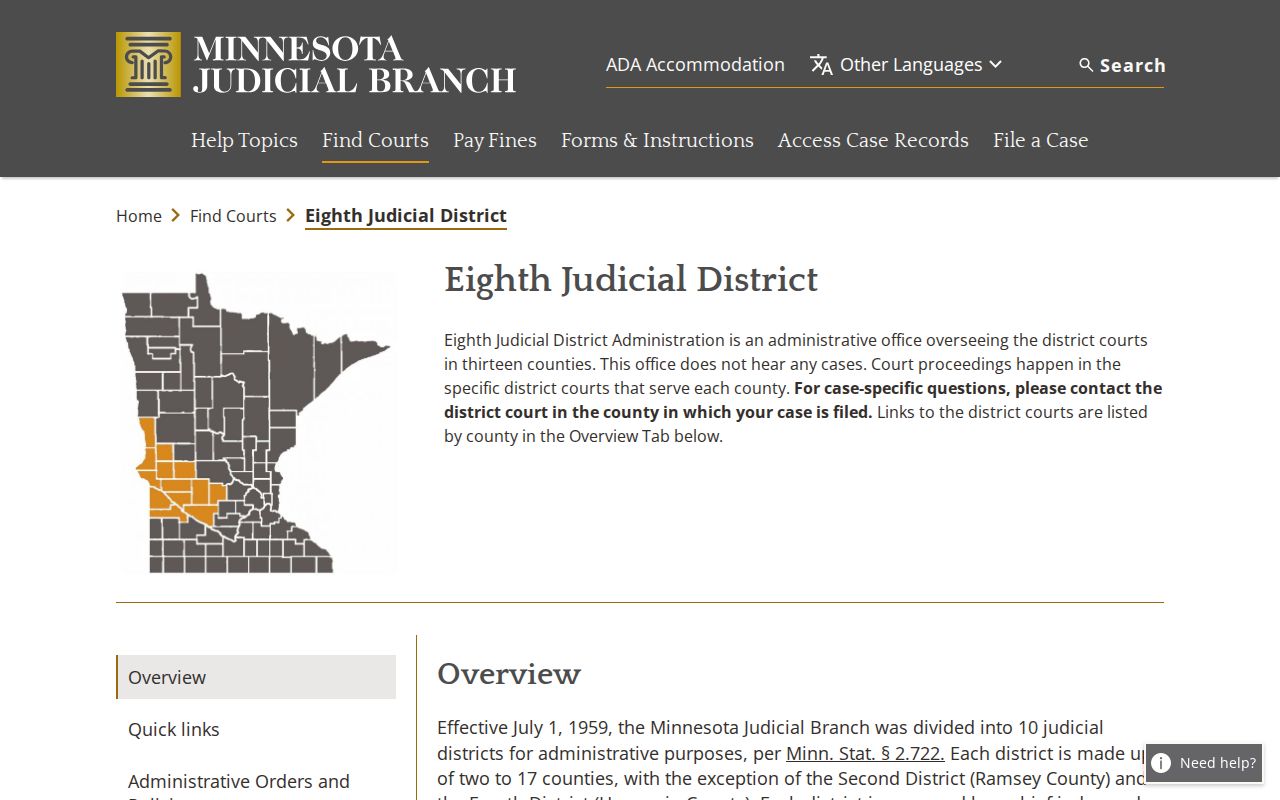 Renville County court docket Eighth Judicial District information