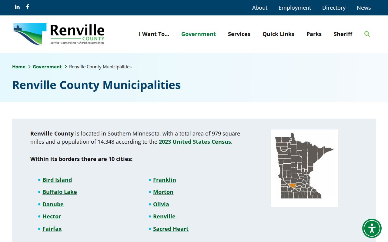 Renville County court docket city and municipality information