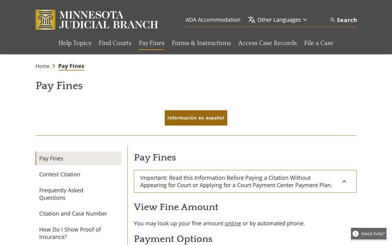Renville County traffic court records payment guidance